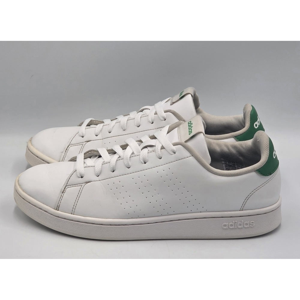 adidas Advantage White Green Sneakers Men's Size 10 Lace Up Casual Shoes - Picture 5 of 12